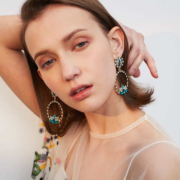 

exaggerated personality short temperament circle retro wild atmospheric earrings55, Golden;silver