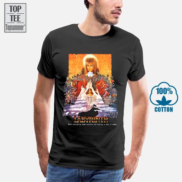 

david bowie men black t shirt rock tee shirt labyrinth movie sizes s m l xl xxl summer men clothing
