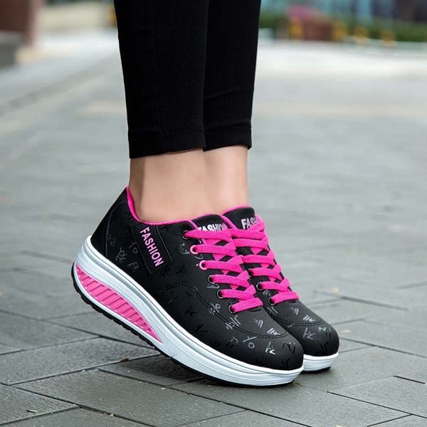 

plus size women's sport shoes platforms womens running shoes low women sneakers comfort lace up woman wedge sports shoe h6