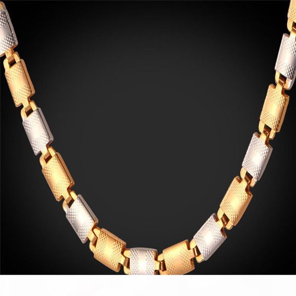 

platinum 18k real gold plated new trendy 22'' fancy italy two tone gold chain necklace, Silver