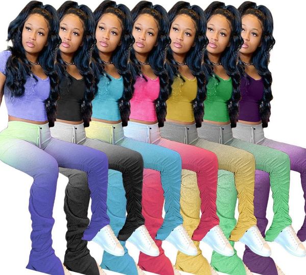 

women two piece outfits womens designer stacked pants matching sets gradient color short sleeve long sweatpants, Gray