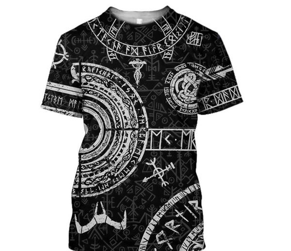 

viking symbol-odin tattoo 3d printed men for women t shirt fashion short sleeve shirt summer streetwear tshirt, White;black