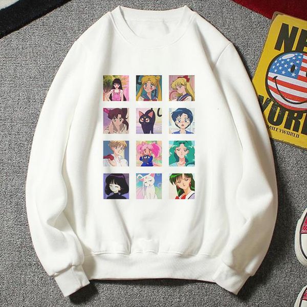 

новая толстовка женщины kawaii мода плюс размер повседневной одежды harajuku мультфильм ulzzang стиль sailor moon толстовка смешных half hoo, Black