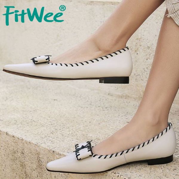 

fitwee new arrival women flats real leather flats ladies shoes fashion comfortable soft casual office footwear size 34-39, Black