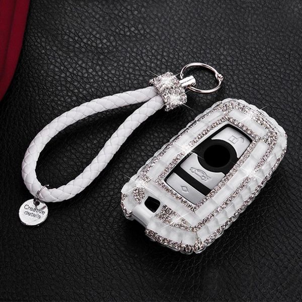 

gift luxury diamond bling key case holder ring for 1 2 3 4 5 6 7 series x3 x4 car-styling accessories, Silver