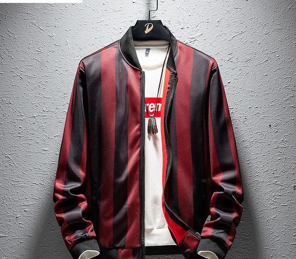 

singleroad stripes jacket men 2019 spring autumn japanese streetwear fashion jackets coats casual zipper windbreaker jacket male, Black;brown