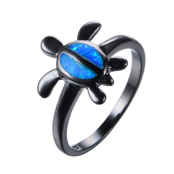 

simple fashion blue fire opal animal rings for women/men party gift vintage black gold filled wedding ring jewelry bijoux rb0824, Golden;silver