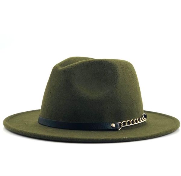 

woolen felt hat men fedora hats with chain women vintage trilby caps wool fedora warm jazz hat chapeau femme feutre panaman, Blue;gray