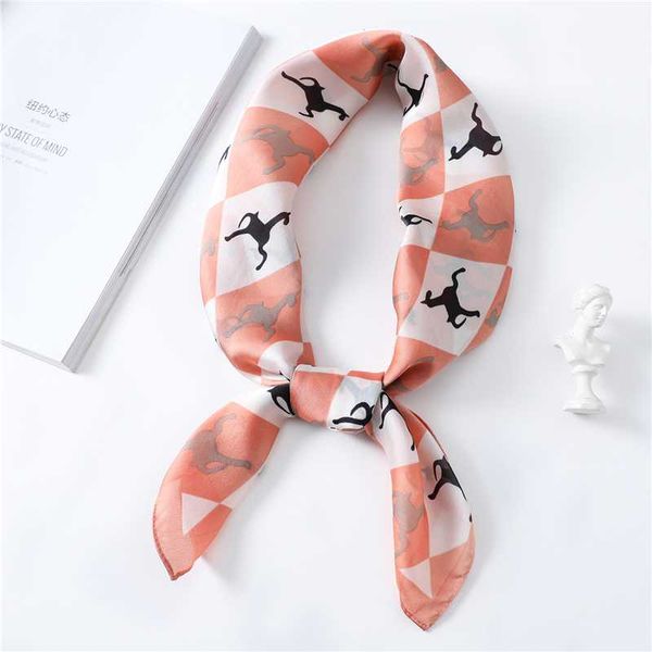

design silk women neck scarf shawls hair band horse print plaid 70cm square neckerchief small head scarves bandana, Blue;gray