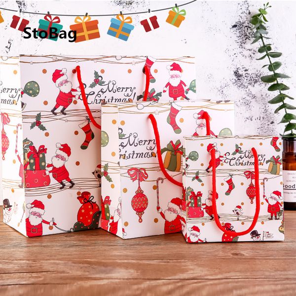 

gift wrap stobag 10pcs merry chrismas santa claus handle bags chocolate candy package baby show decorating supplies bag handmade
