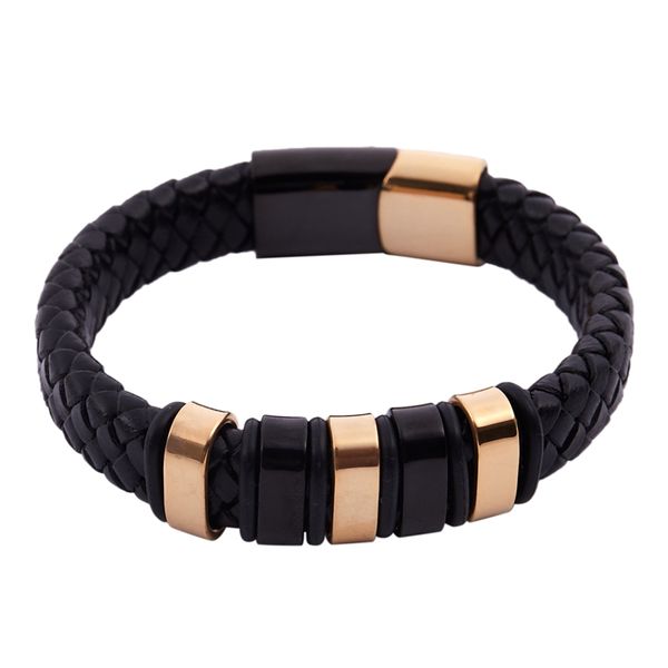 

classic fashion jewelry leather bracelet for men hand accessories bangle 18.5cm, Golden;silver