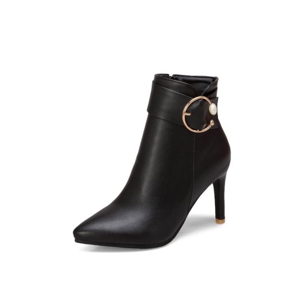 

boots big size pointed women shoes ankle for ladies woman winter, Black