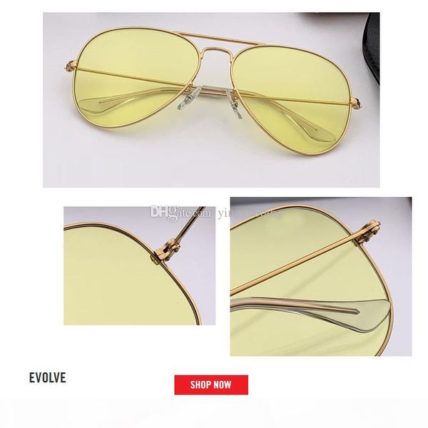 

new fashion pilot style vintage aviation sunglasses metal evolve brand design sun glasses oculos de sol gafas uv400 glass lens size 58mm, White;black