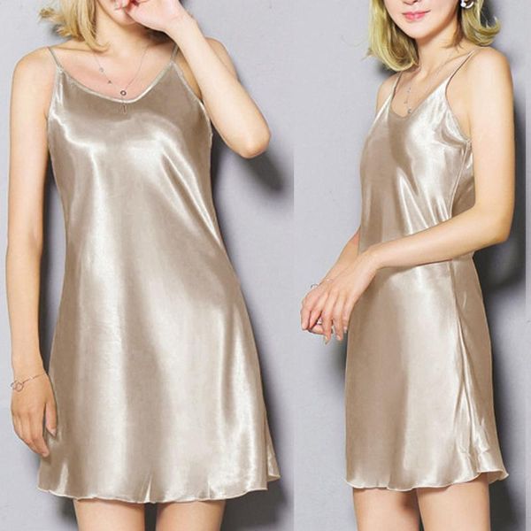 

women nightgown sleepwear lingerie sleep wear dress sling homewear nightwear satin nightdress ladies clothes nightdress#w, Black;red