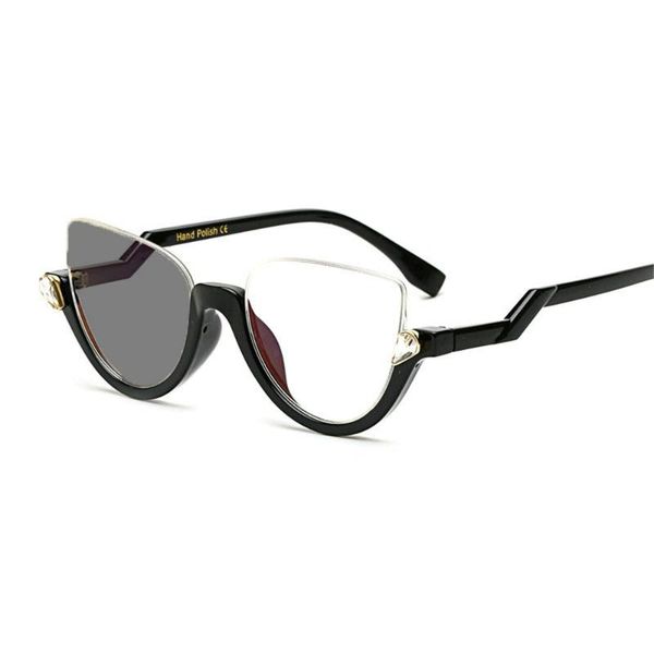 

diamond sun pchromic finished myopia glasses women retro alloy glasses cat women ultra light myopia eyeglasses fml, Black