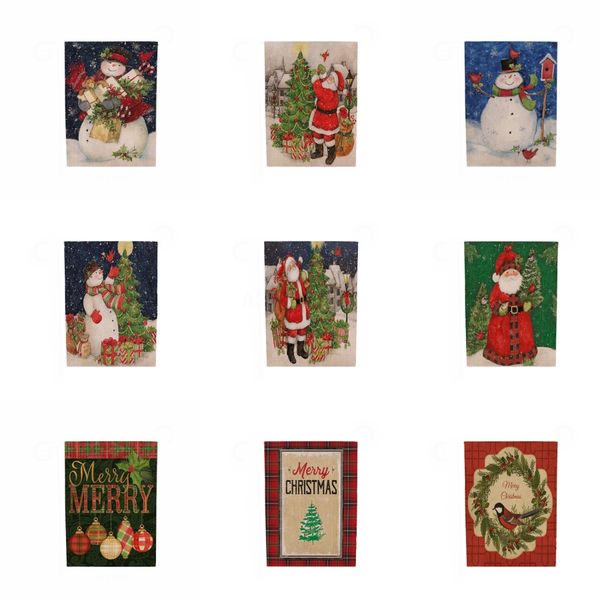 

christmas welcome garden flag buffalo retro plaid rustic farmhouse burlap flagoutdoor decoration#409