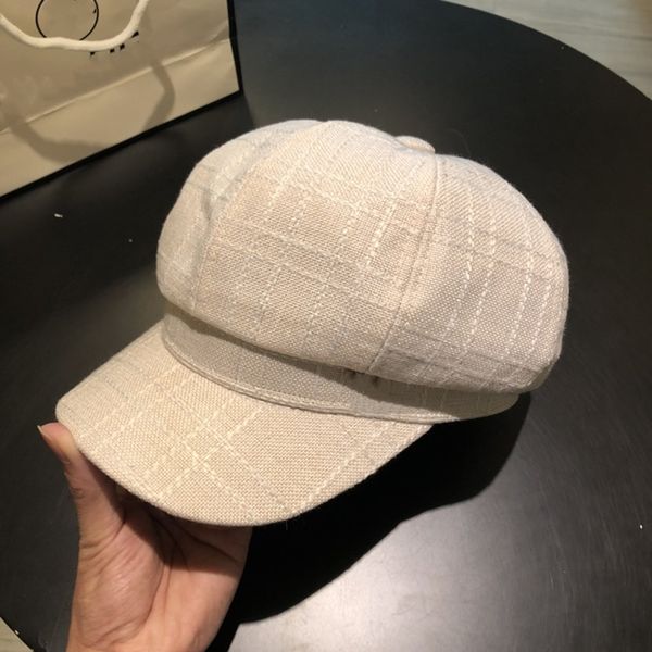 

octagonal hat female spring and autumn woven british duck tongue painter hat spring and autumn casual wild beret, Yellow