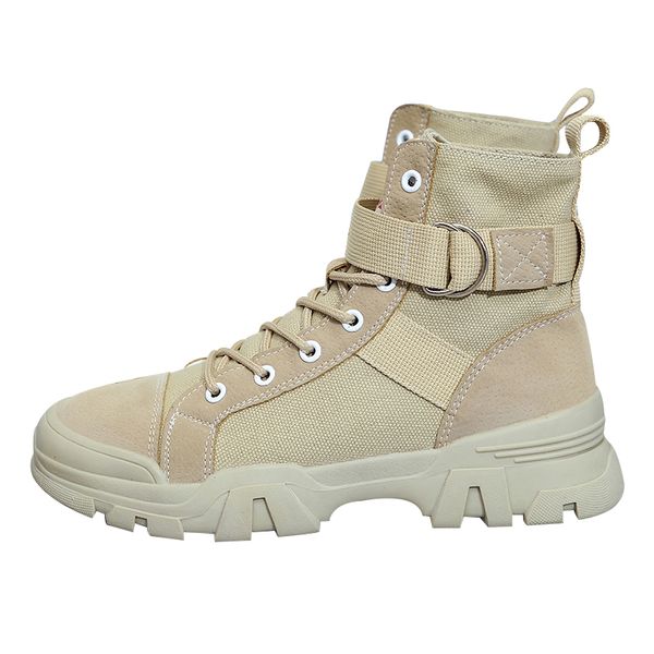 

boots female breathable handsome high state trend ins net red short british style thin section desert shoes, Black