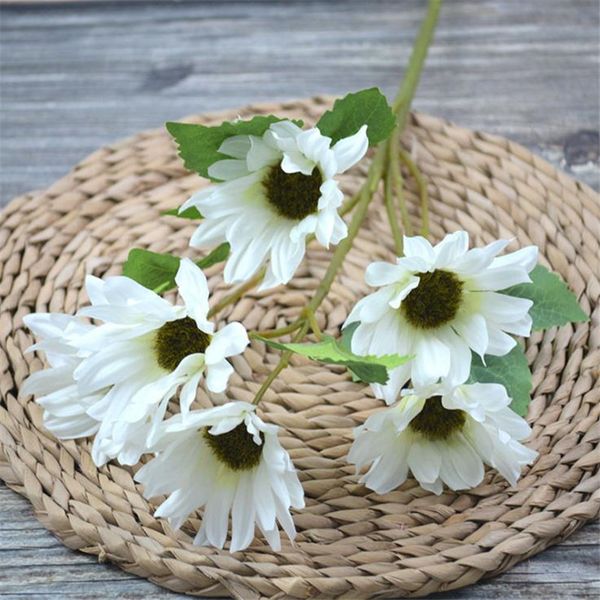 

11pcs fake short stem sunflower (6 heads/piece) 16.54" simulation sun flower for wedding home decorative artificial flowers