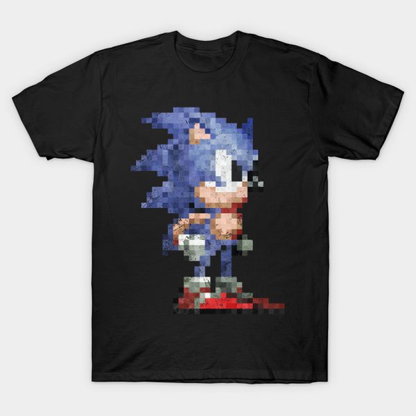 

men t-shirt blue hedgehog vintage pixels v01 by lidra tshirt women t shirt men cotton tees harajuku