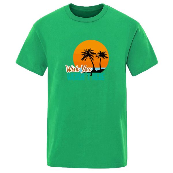 

2020 man solid color wish you weren't here funny sarcastic simple print t shirts summer 100% cotton crew neck tshirts homme