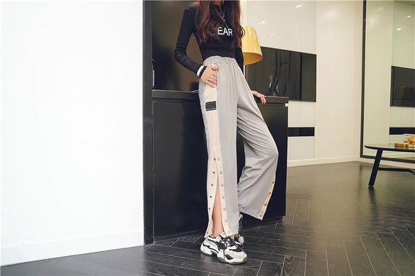 

nk pants women printed leisure chic couples trousers harajuku womens loose daily setreetwear hip-hop ins retro new ulzzang 5058, Black
