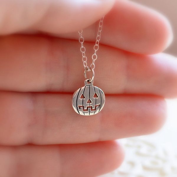 

unique vegetables pumpkin pendant necklace christmas party birthday lovers gift halloween statement jewelry accessories, Silver