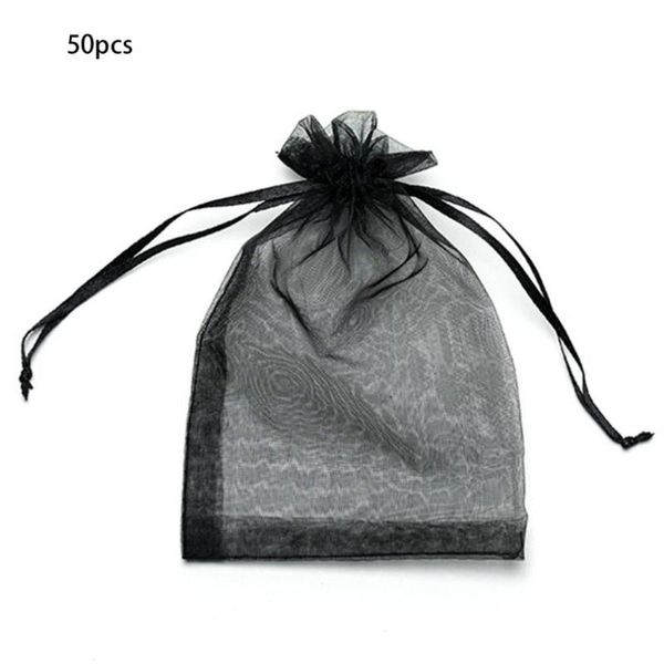 

50pcs gift organza bag jewelry packaging candy wedding party goodie packing favors cake pouches drawable bags present for sweets