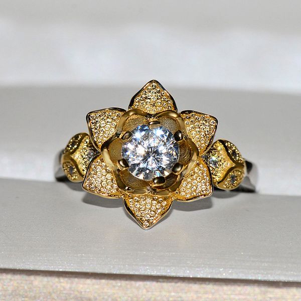 

gold personality tree shape cubic zirconia women ring created-rubies gem stone silver color party fashion engagement ringjewelry, Golden;silver