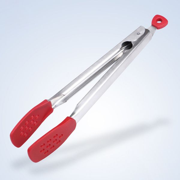

portable kitchen tool bread stainless steel bbq cooking silicone handle tongs