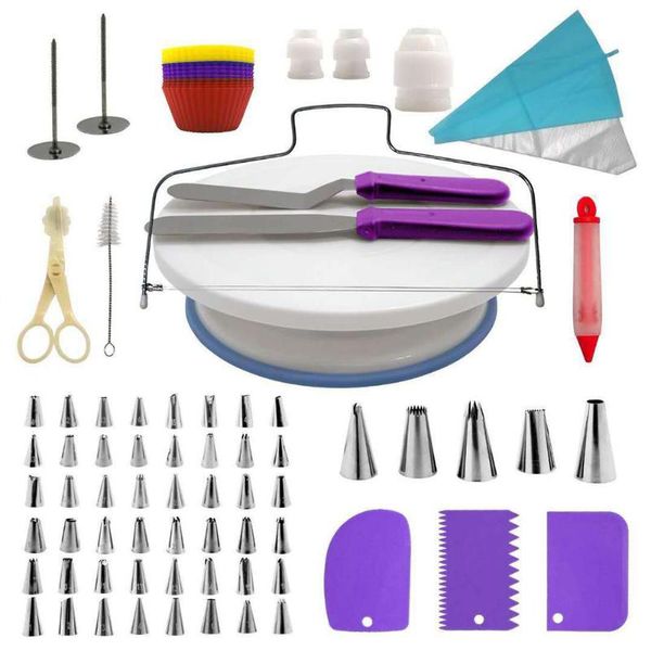 

baking & pastry tools 106pcs diy decorating pen dessert cake turntable set cups non slip with scrapers kitchen tube home fondant tool