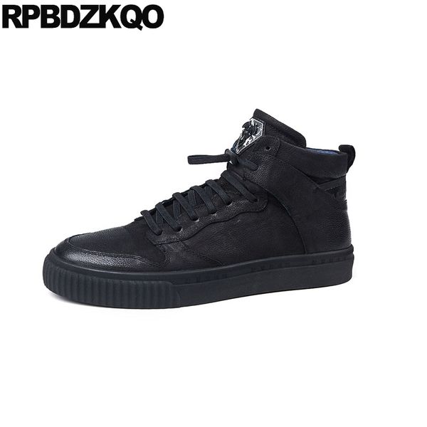 

full grain leather boots men shoes short high luxury autumn european genuine 2020 sneakers lace up trainer black booties