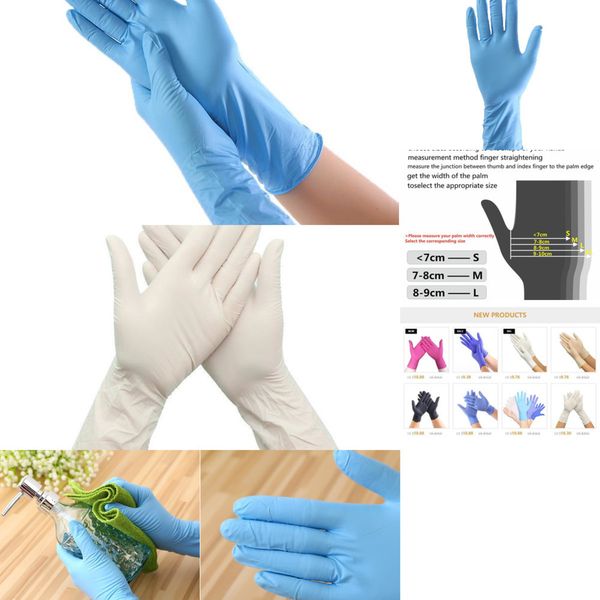 

rubber disposable 100pcs real blue household cleaning catering food long sleeve 12inch nitrile 6krh1