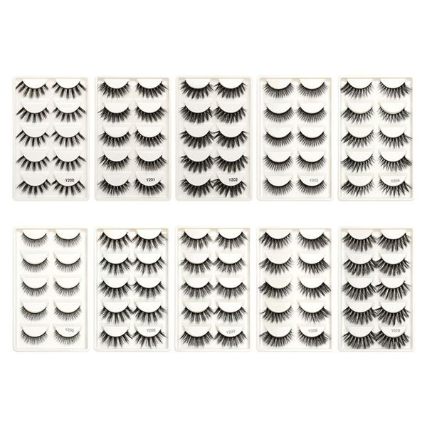 

5 pairs natural long fake mink eye lashes thick makeup false eyelashes