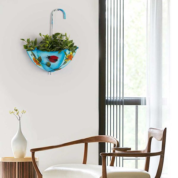 

backyard wall mounted office iron art hanging flower pot patio outdoor garden