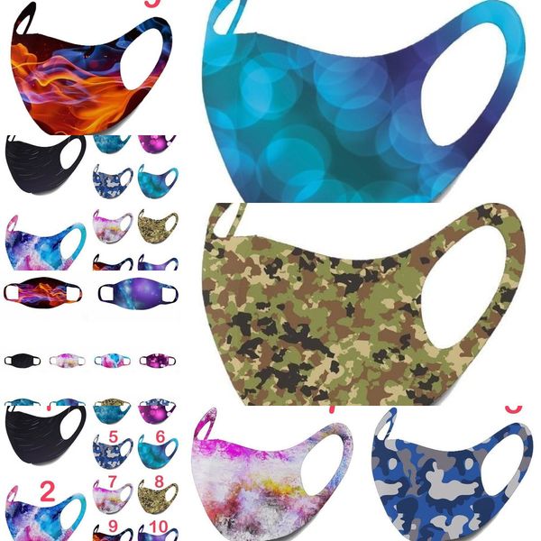 

10colors cover starry dust print anti pm2.5 mask washable ice silk cotton masks starry sky flame camo ear hanging mask gga3523-81