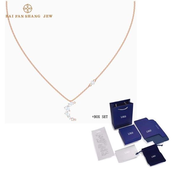 

2020 fashion jewelry swa new cruz moonsun necklace shape moonsun starry rose gold chain women luxury jewelry gift, Silver