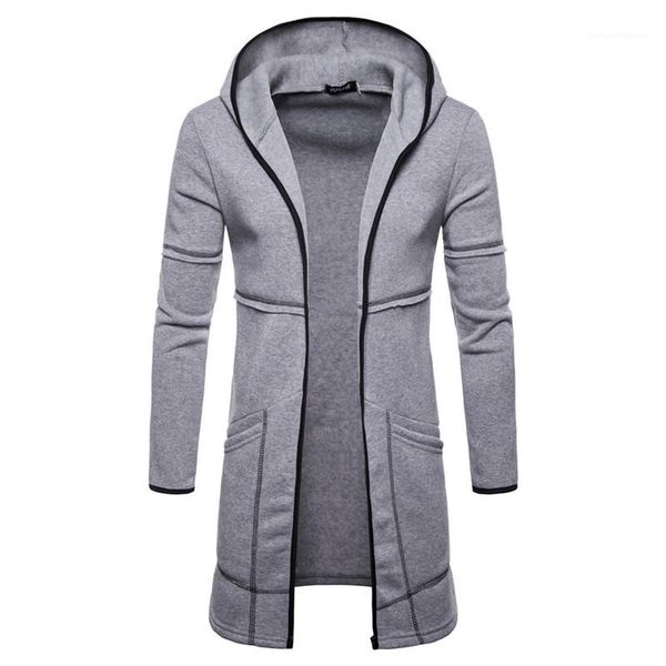 

пальто мода solid color кардиган hoddies вскользь mens с капюшоном длинные верхняя одежда зима mens конструктора, Black