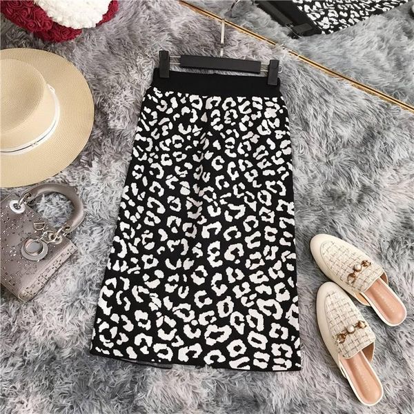 

мода leopard printed платья зимы женщин сплит юбка женская роскошные платья, Black