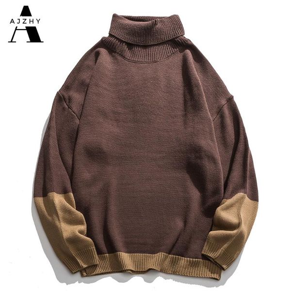 

men's sweaters 2021 winter turtleneck sweater men oversize warm thick wool knitted pullovers o-neck fashion casual vintage korean cloth, White;black