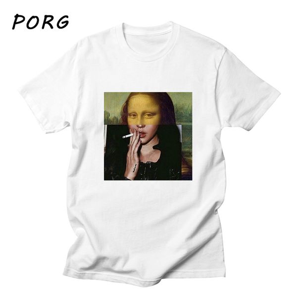 

mona lisa cartoon funny fashion design t shirt black friday spoof personality harajuku aesthetics women clothing roupas feminina