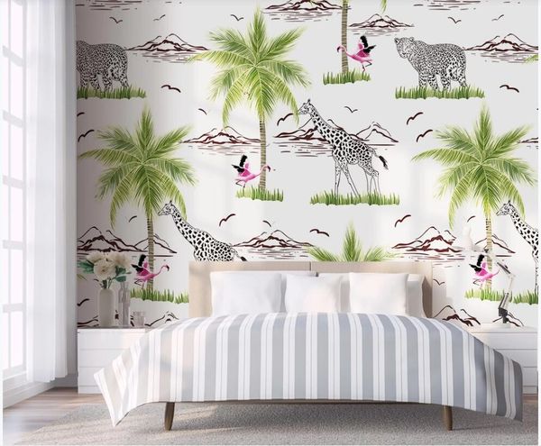 

3d wallpaper custom p mural on the wall flamingo giraffe animal children's room home decor 3d wall murals wallpaper for living room