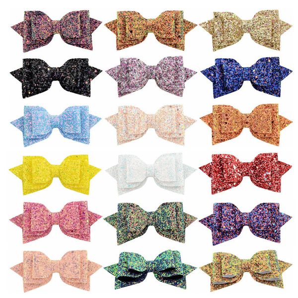 

5 inch baby girl big bling glitter hair bow hairpins hair clip kids accessories pin hairclip for women headwear, Slivery;white