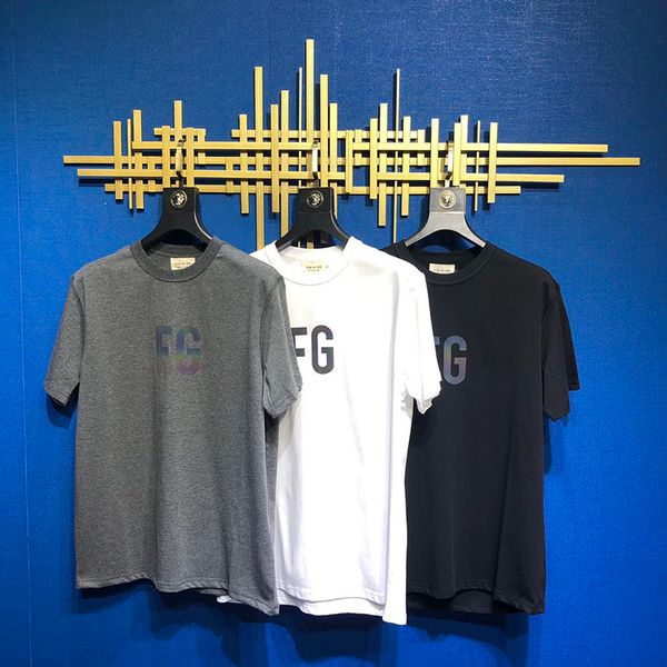 

2020 europe hip hop cool fear of god fog fg 3m reflective t shirt skateboard cool tshirt men women usa size cotton short sleeve tee, White;black