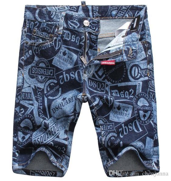 

19ssnew famous brand designer long ripped young soft individuality mens jeans soft quality fashion luxury biker men d2dsq shorts, Blue