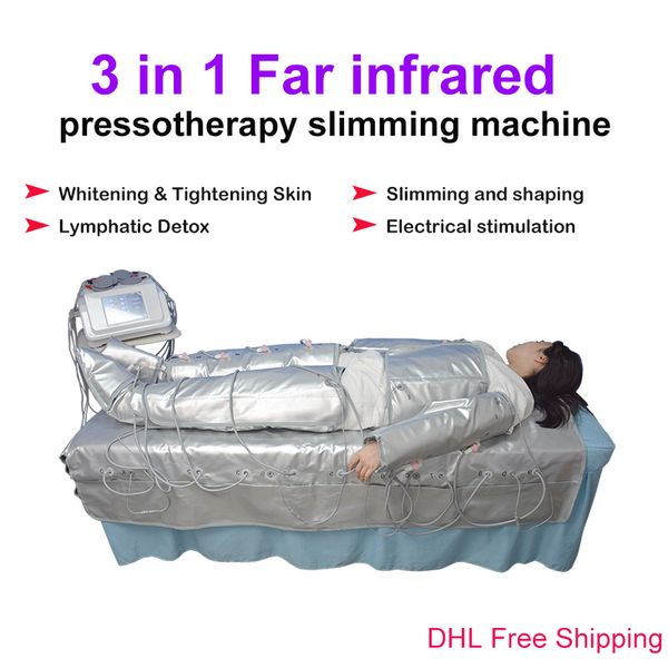 Professionale 3 IN 1 Pressoterapia a infrarossi lontani dimagrante EMS Stimolazione muscolare elettrica Sauna Pressione dell'aria Drenaggio linfatico Macchina per il corpo