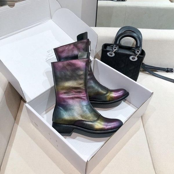 

women genuine leather boots fashion handmade cow leather patent short boots front zipper platform short women shoe, Black