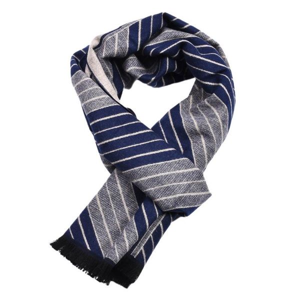 

new scarf men's twill fringe double-sided scarf autumn and winter bib man, Blue;gray
