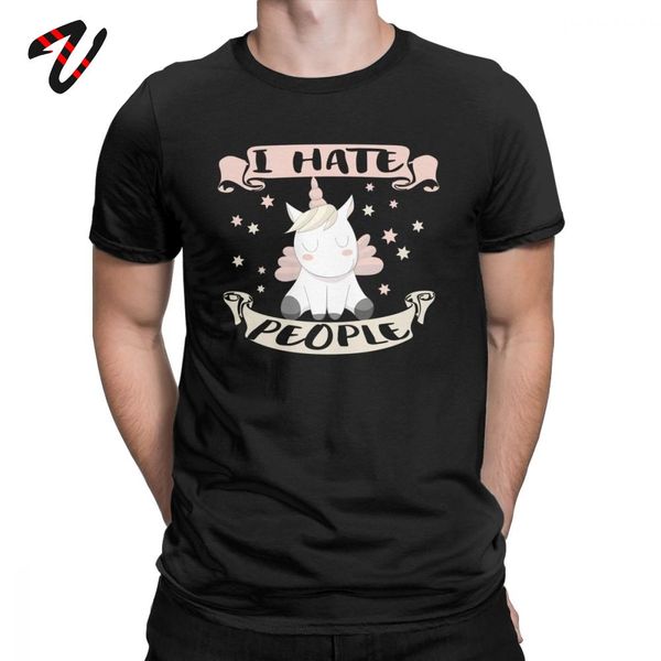

unicorn tshirt i hate people men t shirts solitary autism socially anxious mens t-shirt gift short sleeve tees custom