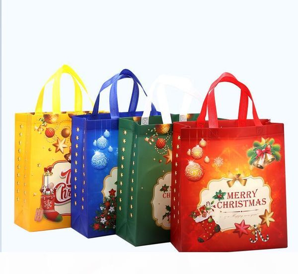 

2017 christmas folding shopping bags gift bags non-woven fabric large capacity mixed colors clutch bags ing